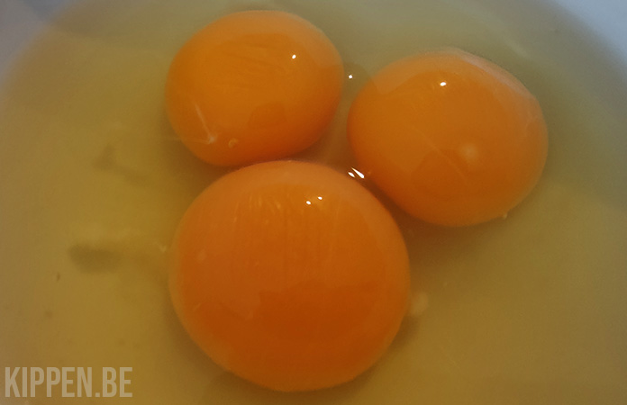 drie verse eieren in een kom