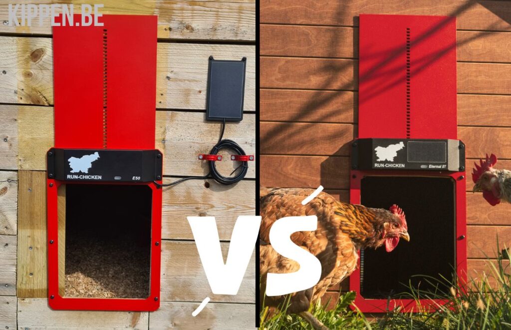 Verschil in run-chicken automatische kippenhokdeur op zonne-energie